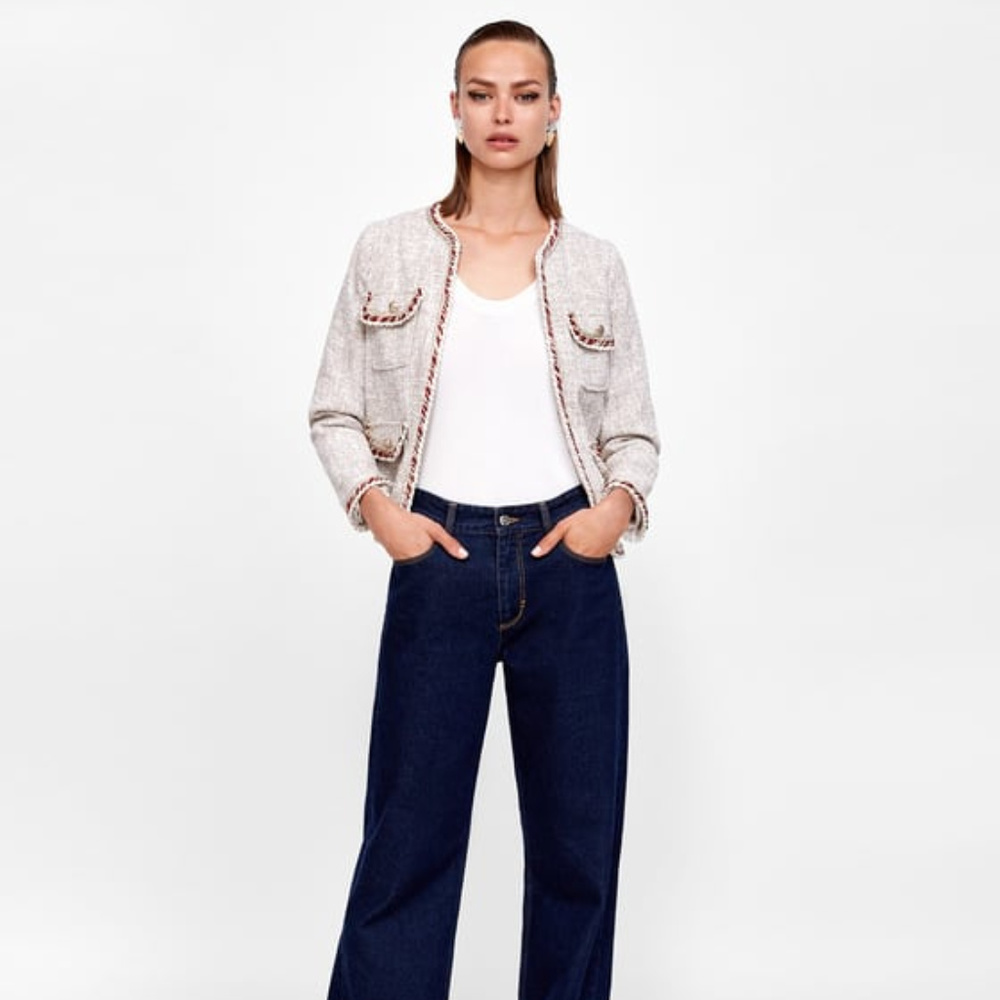 [SOLD]NWT Zara Size S Tweed Blazer Trims - Picture 6 of 8